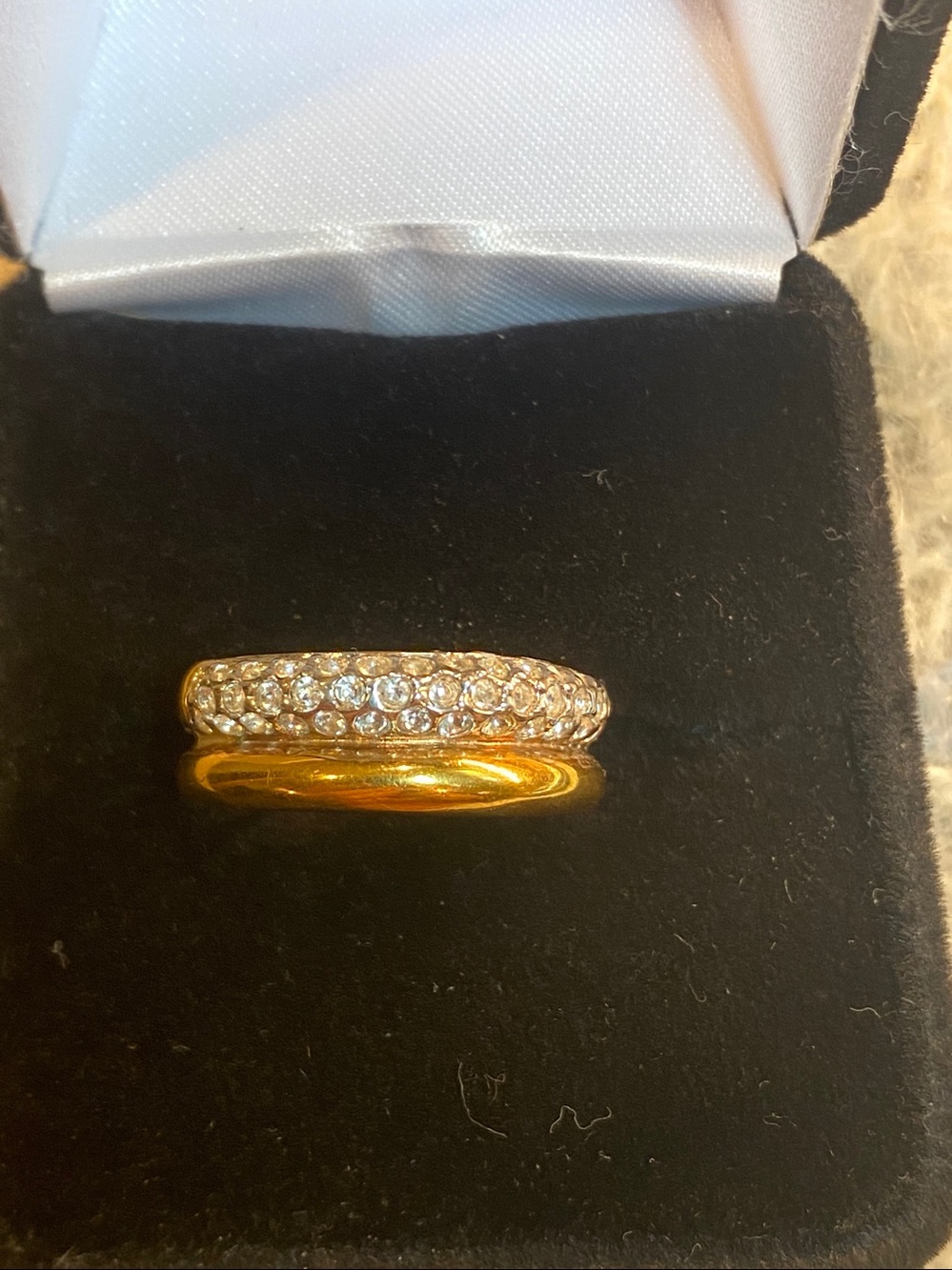 Vintage Gold Plated Pavé Crystal Ring Size 6 GEP
